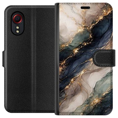 Yhteensopiva Lompakkokotelo Samsung Samsung Galaxy Xcover 5 Ylellinen abstrakti marmoritaide mustalla, valkoisella ja kullalla elegantteine linjoineen