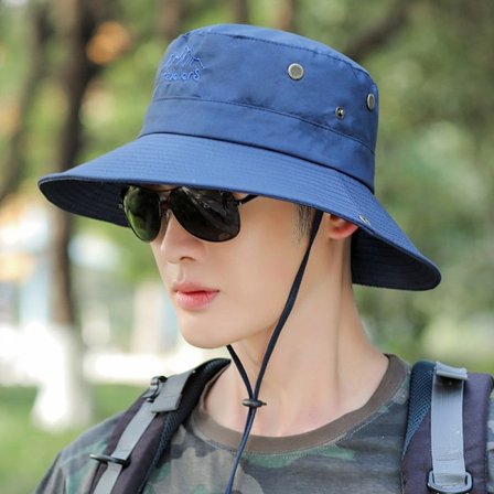 Herrhatt Panama Bucket Hat Outdoor Solskyddsmössor Herr Fas Marinblå one size