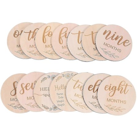 Baby Milestone Kort i Træ - 14 stk. Sæt, Perfekt til Baby Foto Rekvisitter og Baby Shower Gaver
