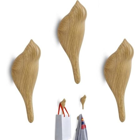 Knager i træ med fugledesign - 3 stk., vægknager i resin og træ til frakker, håndklæder, hatte, tasker - Multifunktionel boligindretning