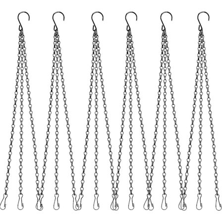 6 stk. sorte metalophængskæder 3-punktsholder rustfri maling sort kæde til fuglefodere, planteholdere, lanterner, reklametavler, vindspil, 