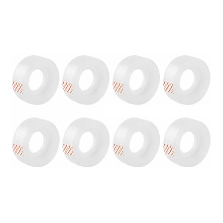 Klar Kontortape - Stærk Vedhæftning - 8 Ruller 18mm x 20m