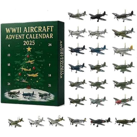 2025 Fly Advent Kalender - Luftfarts Jule Nedtælling med 24 Mini 2D Akryl Jagerfly Ornamenter, Warbird Vedhæng til Træ Dekoration-lhh2