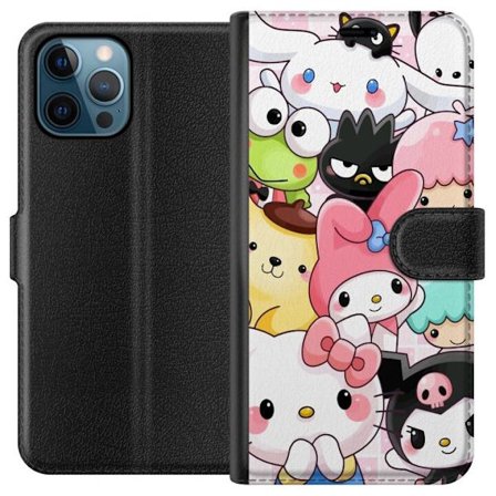 Kompatibelt Lommeboketui til Apple iPhone 12 Pro Tett mønster av søte figurer med store øyne i ulike farger og uttrykk med LABUBU-tekst