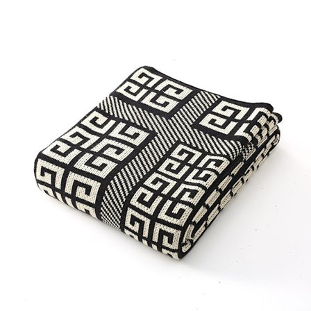 1 stk 125x180cm strikket teppe svart og hvitt rutete mykt komfortabelt holdbart for sofa stol hvile og lur