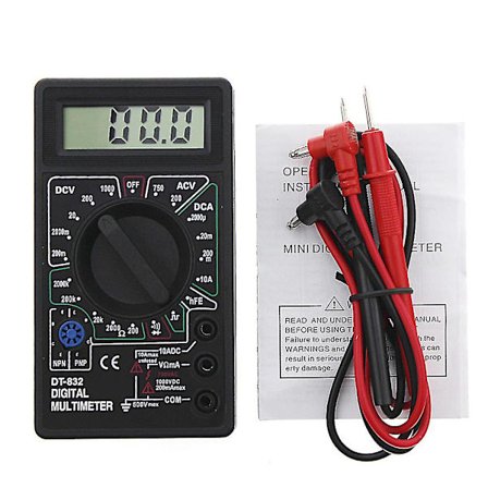 Professionell Dt832 Digital Multimeter Lcd För Dc Ac Voltmeter Ammeter Ohm Tester(Svart)