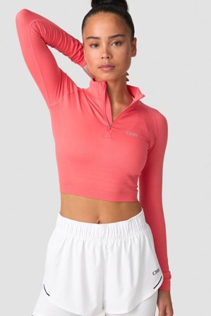 Define Cropped 1/4 zip Coral