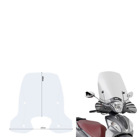 Vindskærm til Scooter Givi Specific Klar - Kymco People S 125 2017-2020