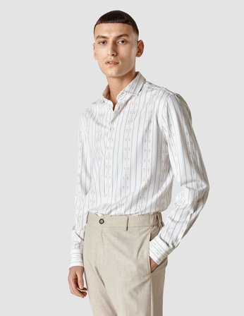 Shaping New Tomorrow - Lightweight Classic Shirt - Earth Stripe - Slim Fit - Herre - Størrelse M