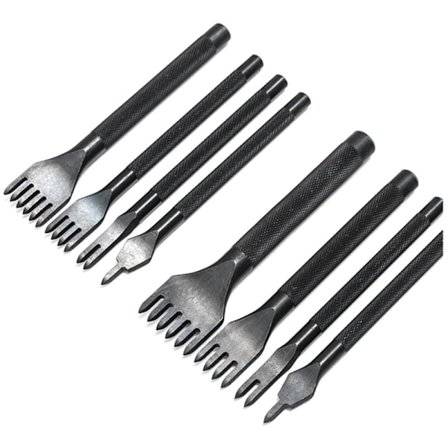 8 stk. 3mm 4mm 1/2/4/6 Pigge Tommer Mejsel Læder Håndværk Værktøjer Puncher Snøring Syning Punch Læder Hul Puncher