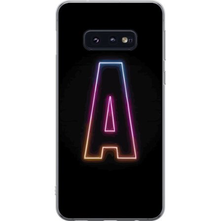 Yhteensopiva Puhelinkuori Samsung Samsung Galaxy S10e Minimalistinen neonkirjain A sateenkaarenvärisessä valossa mustaa taustaa vasten modernissa ty