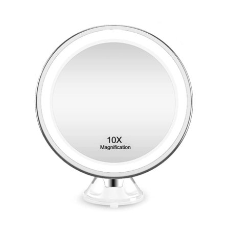 UNIQ Sminkspegel med Sugpropp, LED-ljus & x10 Förstoring - Vit