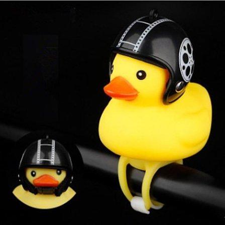 1pcs Cartoon Yellow Silica Gel Little Duck Shape Bicycle Bells Shining Mountain Bike Handlebar Duck Head Light Accessories