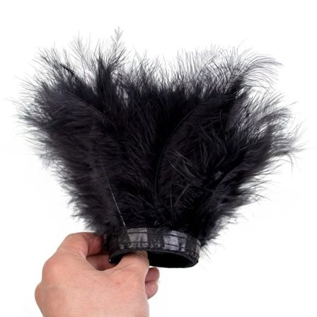 Fjær Slap Armbånd Pels Slap Band Armbånd SVART