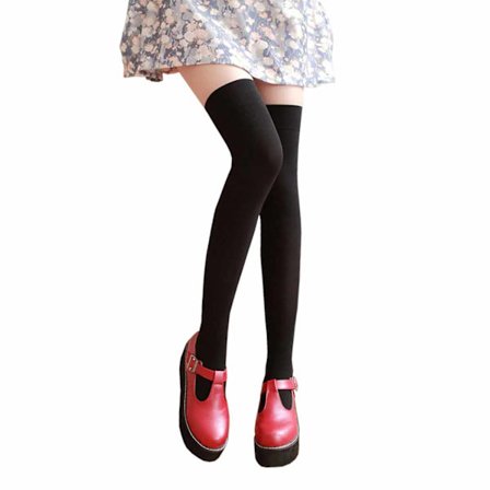 Sort knæ sokker høje sokker lår høj sort