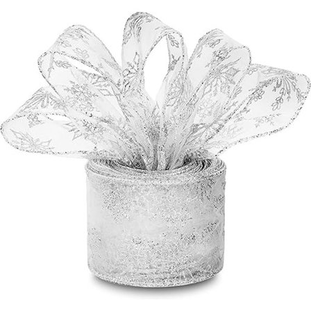 1 silver organza presentband - Julband med tråd