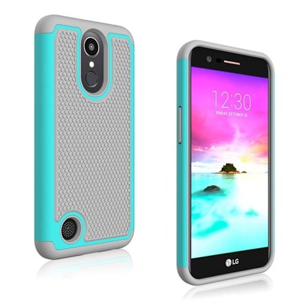 LG K10 2017 jalkapallon viljan silikonikotelo - Harmaa / Syaani