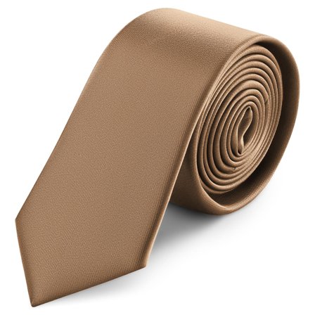 Corbata Delgada de Satén Canela 6 cm para hombres - Corbatas lisas