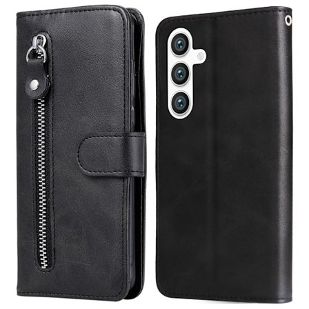 SKALO Samsung S25 Klassisk lynlås Flip Cover - Sort