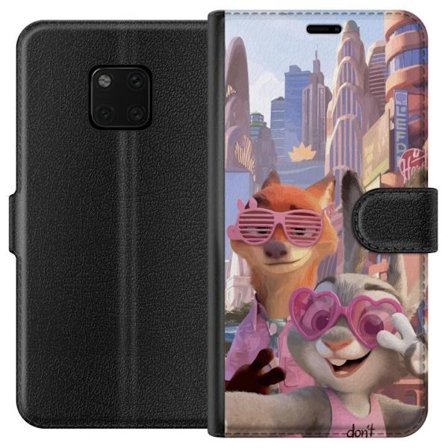 Yhteensopiva Lompakkokotelo Huawei Huawei Mate 20 Pro Animoituja eläimiä aurinkoisessa kaupunkiympäristössä, joilla on pinkit aurinkolasit ja pos