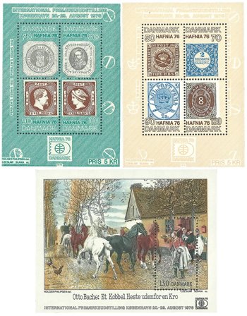 Danmark 1975-1976 - AFA 582+606+625a - 3 miniark - Postfrisk