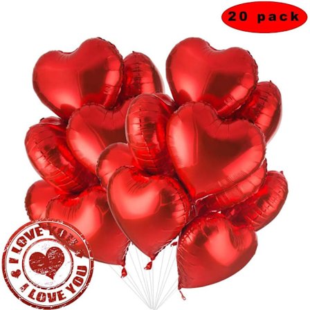 Rød hjerte folie ballon, 20 stk. 18 tommer røde balloner, hjerte helium balloner, bryllup folie ballon, folie ballon, hjerte balloner (rød)