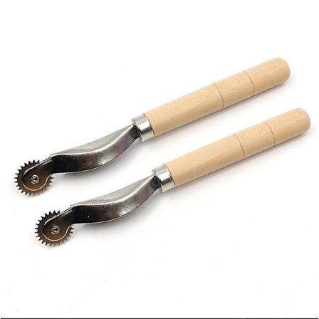 Tracer plade fremstillingstip gear ridse hjul læder stiplet syning hjul skrædder fremstilling værktøj presse linje tøj rulle, 2 pakke