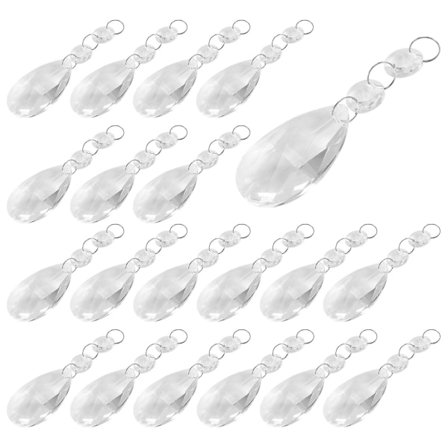 20 stk. Krystallkronelys, klare dråpeformede krystallkronelysdeler perler, hengende krystaller F