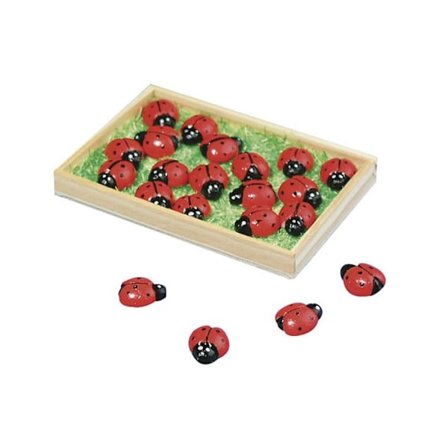 Coccineller i polyresin 1,5 cm 18 stycken
