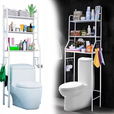 Fritstående Badeværelsesreol Med 3 Hylder I Hvid – Pladsbesparende Løsning Over Toilet