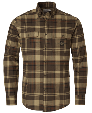Chevalier Heron Flannel Shirt Men Soil Brown Checked