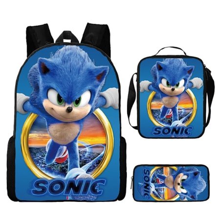 SONIC ryggsekk Sonic barneskole ryggsekk 3-delt anime tegneserie ryggsekk skulderveske pennal Style 15 tredelt
