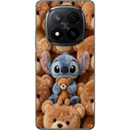 Kompatibel Mobilcover til Xiaomi Redmi Note 14 Pro+ Stitch omgivet af brune teddybjørne med en lille teddybjørn i armene i en sød og hyggelig kawaii-d
