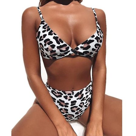 Grafiskt print för damer Bikini Set Camisole Baddräkt med hög midja Snake skin L
