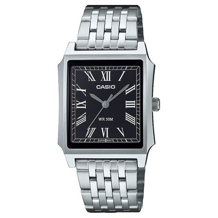 Casio Timeless MTP-B190D-1BVEF sølvtonet kvartsur i rustfritt stål for menn - Armbåndsur