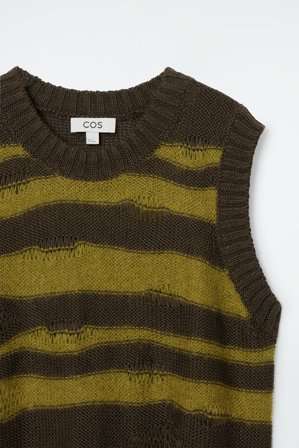 COS Femme Débardeur Rayé En Maille De Lin Mélangée Effet Usé in Marron