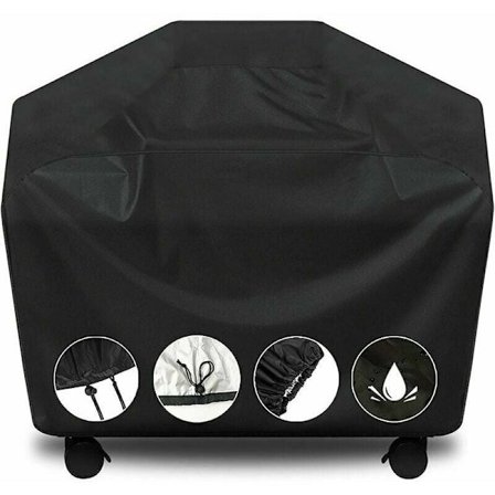 Premium grillskydd, kraftigt gasolgrillskydd för Weber Spirit, Weber Genesis, Char Broil och mer. Riv- och vattentätt (57 L x 24 B x 46 H, svart)