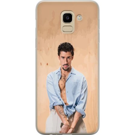 Kompatibelt Mobildeksel til Samsung Galaxy J6 Bad Bunny Super Bowl-inspirert grafikk med NFL-trofé og San Francisco-bro i sportdesign