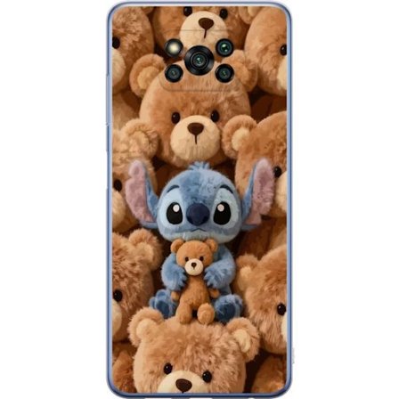Kompatibel Mobilcover til Xiaomi Poco X3 Pro Stitch omgivet af brune teddybjørne med en lille teddybjørn i armene i en sød og hyggelig kawaii-design