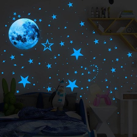 435 Pack Luminous Stars, Dots and Moon Wall Stickers för sovrummet,