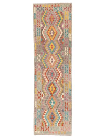 Kilim Afghan Old Style Rug 84X292 Runner Brown/Orange Wool, Afghanistan