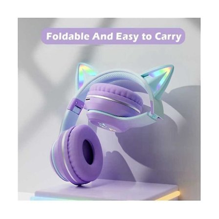 Trådløse hovedtelefoner Rgb Søde Katte Piger Børn Gave Headset Med Mikrofon Musik Gaming Headsets Kontrol Lys Høretelefon A