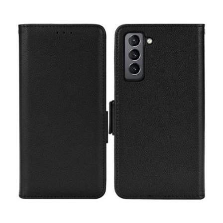 Flip Stand Leather Wallet Case For Samsung Galaxy S22 5G Black