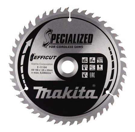 Makita E-11184 Sagblad 190x20 mm, 45T, Maskintilbehør & forbruk