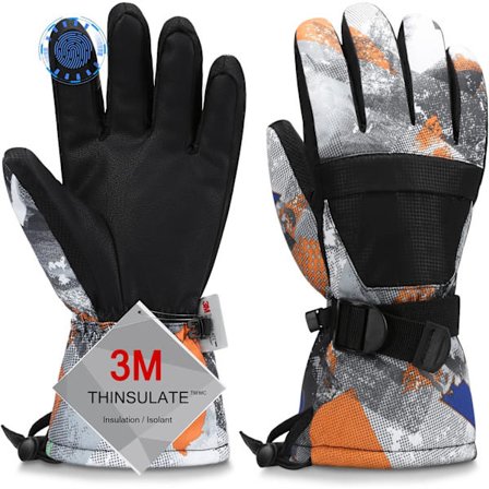 Skihandsker, varmeste vandtætte og åndbare snehandsker til koldt vejr, passer til både mænd og kvinder, til udendørs brug for forældre og børn