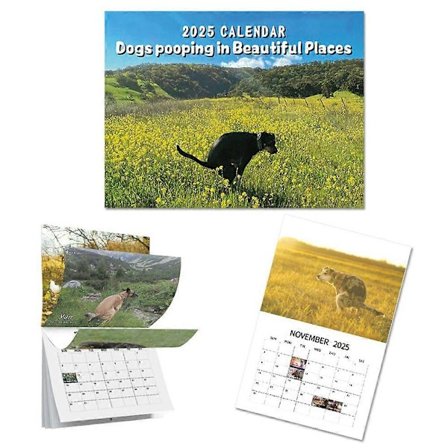 Dogs Pooping in Beautiful Places Calendar 2025 Funny Dog Monthly Wall Calendar 12 Month Planner Daily Organizer Christmas Gag Gift