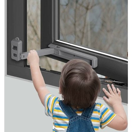 Lapsilukko ikkunaan, ikkunanrajoitin, helppo asentaa ja käyttää, 3M VHB -liima, ei työkaluja tai porausta, helppo poistaa