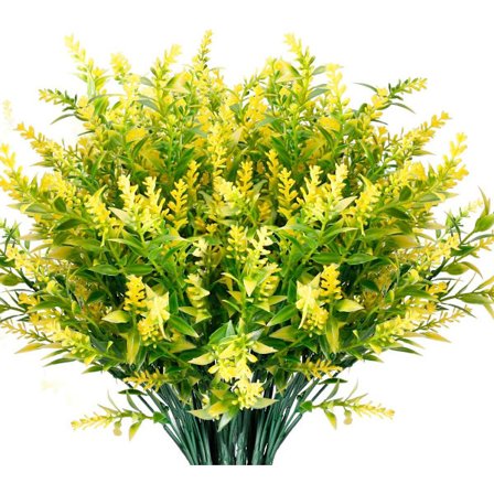 8 Bundt Kunstig Lavendel Planter Udendørs UV-beskyttelse Falske Blomster Kunstige Planter Have Veranda Dekoration (gul)