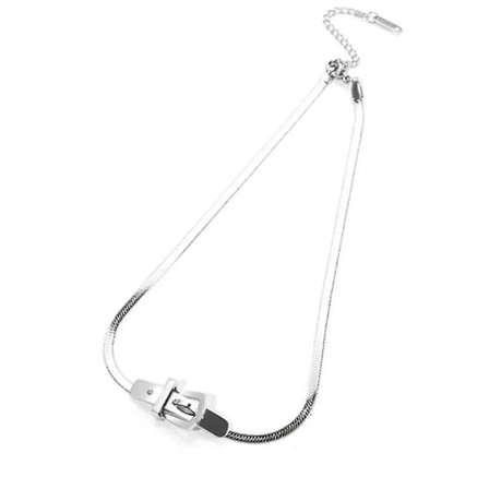 Halsband med Bältesspänne Design Choker Titanstål Ormbenskedja Halssmycke