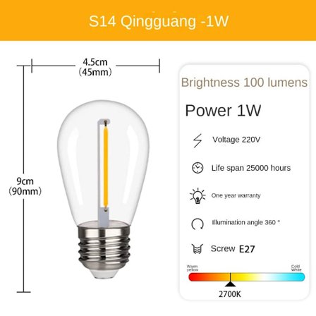 Kristalllampa ST45 LED-lampa 1W-2700KTRANSPARENT